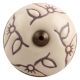 Cream Calla Lily Brown Etched Ceramic Dresser Knob