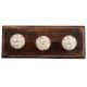Cream Base Brown Etched Ceramic Wooden Hooks
