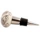 Cream Brown Marigold Etched Ceramic Wine Stopper