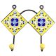 Yellow Navy Blue Floral Tiles Hooks
