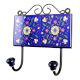 Navy Blue Yellow Floral Tiles Hooks