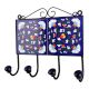Navy Blue White Floral Tiles Hooks