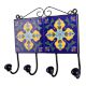 Navy Blue Yellow Floral Tiles Hooks