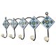 Turquoise White Floral Tiles Hooks