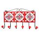 Red White Floral Tiles Hooks