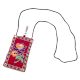 Red Rose Embroidered Mobile Money Purse Cover Pouch Purse Sling bag