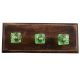 Green Glass Square Cut Wooden Hooks