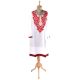 White Cotton kurti With Red Kashmiri Embroidery