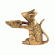 Brass Rat Holding Diya Statue