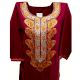 Stiched Cotton Kashmiri Deep Pink Kurti Yellow Pasley Floral Border