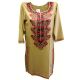 Stiched Cotton Kashmiri Kurti Cream Pink Pasley Floral Border