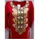 Stiched Cotton Kashmiri Red Kurti Cream Pasley Floral Border