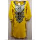 Yellow Stitched Blue Pasley Embroidered Cotton Kurti