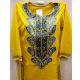 Yellow Stitched Blue Pasley Embroidered Cotton Kurti