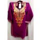 Purple Collar Summer Kashmiri Embroidered Long Kurti
