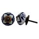 Navy Blue Flower Crackle Ceramic Drawer Knob