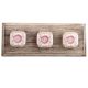 Pink Flower Square Ceramic Wooden Hooks