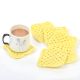 Yellow Square Handmade Woolen Coasters Pack Of 6
