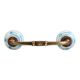 Blue Striped Dotted Cackle Ceramic Bridge Handle