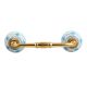 Blue Striped Dotted Cackle Ceramic Bridge Handle