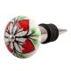 Red Flower Crackle Ceramic Wine Stopper