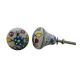 Blue Yellow Bulb Floral Ceramic Knob