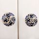 Cream Black Dotted Leaves Ceramic Cupboard Knob