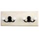 Black Double Loop Ceramic Iron Wooden Hooks