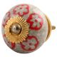 Red Embossed Tiny Flower Crackle Ceramic Drawer Knob Online