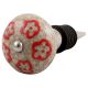 Red Embossed Tiny Flower Crackle Ceramic Wine Stopper