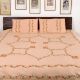 Peach Cotton Orange Petals Embroidered Double Bedsheet with Two Matching Pillow Case