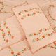 Peach Cotton Orange Petals Embroidered Double Bedsheet with Two Matching Pillow Case