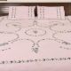 Blush Pink Cotton Embroidered Blue Flowers Double Bedsheet With Two Matching Pillow Covers