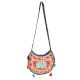 Navy Blue Red Semi Circle Elephant Embroidered Sling  Bag