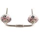 Black And Pink Floral Crackle Ceramic Bridge Handle