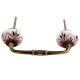 Black And Pink Floral Crackle Ceramic Bridge Handle