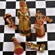 Vintage Musical Camel Bone Chess Set Gold Plated 