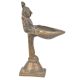 Brass Lady Holding A Diya In Her Hand On A Raised Platform