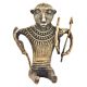 Bronze Tribal Art Huntsman Sitting Holding A Snake His Hand & Carrying Bow & Arrow On Shoulder