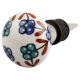 Sea Green Slate Blue Tiny Flower Ceramic Wine Stopper 