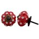 Red White Floral Dot Ceramic Knob