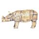 Brass Wild Rhino Standing Statue