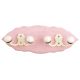 Pink Cream Double Loop Ceramic Iron Wooden Hooks
