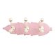 Pink Cream Double Loop Ceramic Iron Wooden Hooks