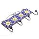 Navy Blue Yellow Flower Tiles Hooks 