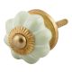 Light Green With Silver Line Small Ceramic Melon Cabinet Knob