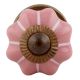 Pink With White Line Small Ceramic Melon Drawer Knob