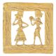 Brass Dhokra Wall Art Hanging Tribal Man Playing Instrument & Woman Dancing