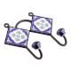  Navy Blue Floral Tiles Hooks