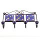 Navy Blue Yellow Floral Tiles Hooks